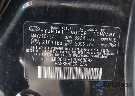 2018 Hyundai Elantra Value Edition z USA, uszkodzony, nr VIN KMHD84LF1JU468892